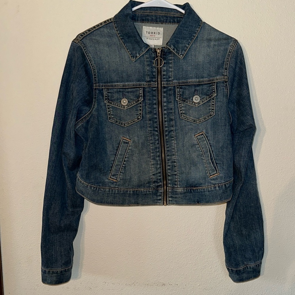 Torrid Dark Blue Zip-Front Denim Jacket